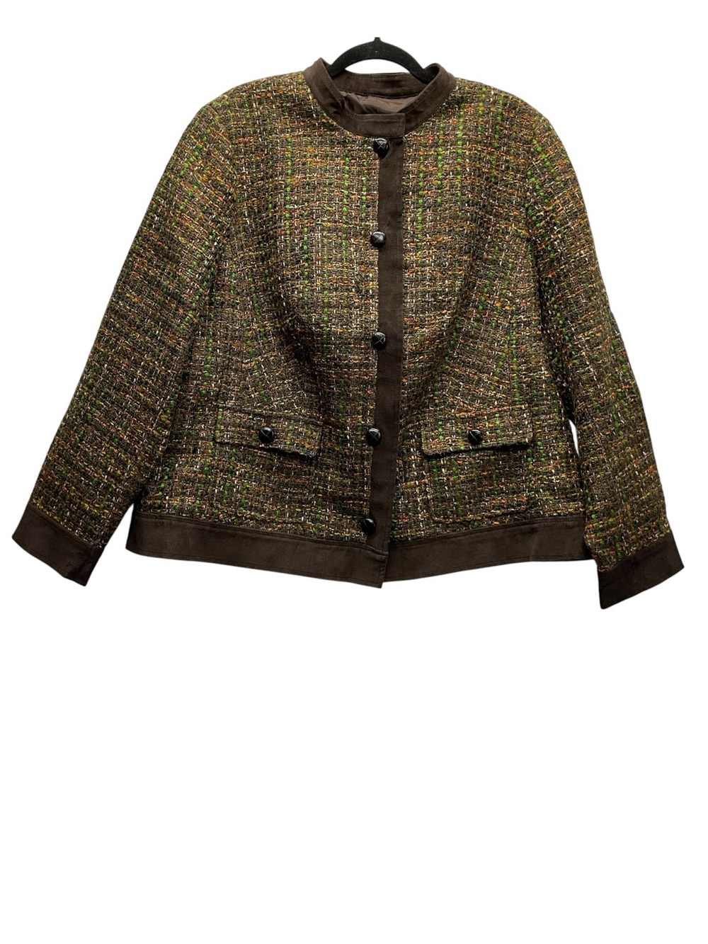 Talbots brown confetti tweed blazer Size 18W Classic Earthy